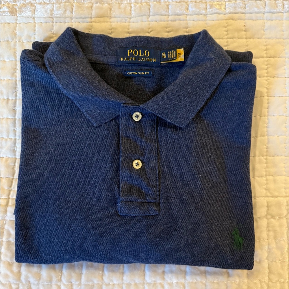 Ralph Lauren Men's Navy Polo Shirt Custom Slim Fit